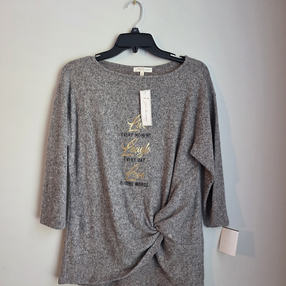 Gray Women's Top with Knot Detail